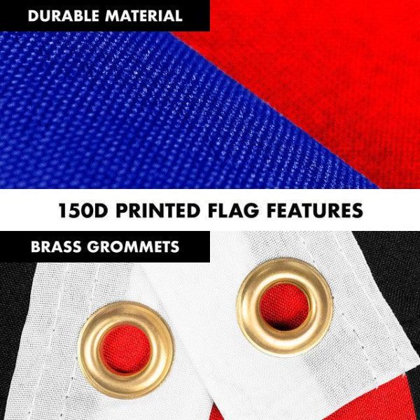 G128 Combo Pack: 6 Feet Tangle Free Spinning Flagpole (Black) Thin Blue and Red Line Flag 3x5 ft Printed 150D Brass Grommets (Flag Included) Aluminum Flag Pole - Image 4
