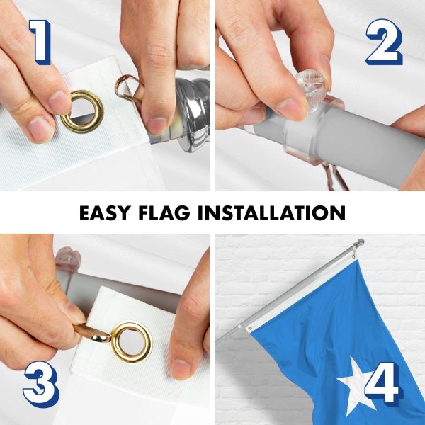 Flag Pole 6FT Silver Tangle Free & Somalia Somalian Flag 3x5 Ft Combo Printed 150D Polyester By G128 - Image 7