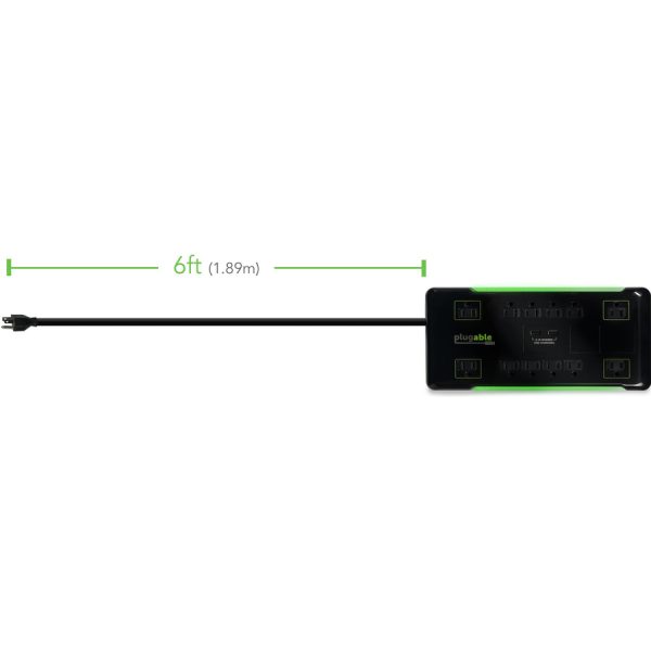 Plugable Surge Protector Power Strip with USB and 12 AC Outlets - Image 4