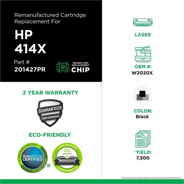Clover Imaging Remanufactured High Yield Black Toner Cartridge (Reused OEM Chip) for HP 414X (W2020X) - Image 3