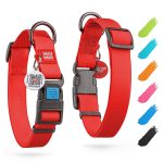 WAUDOG Waterproof Dog Collar   Adjustable Dog Collar for Large Dogs Small and Medium Dogs   Breakaway Dog Collar Waterproof with Plastic Buckle and QR Dog Tag   Boy & Girl Dog Collars (Red)