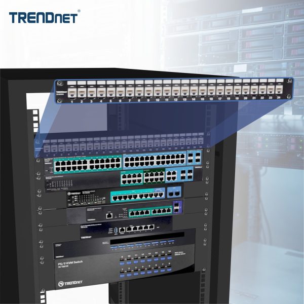 TRENDnet 24-Port Blank Keystone 1U Patch Panel, 1U 19" Metal Rackmount Housing, Recommended With TC-K25C6 & TC-K50C6 Cat6 Keystone Jacks (Sold Separately), Black, TC-KP24 - Image 6