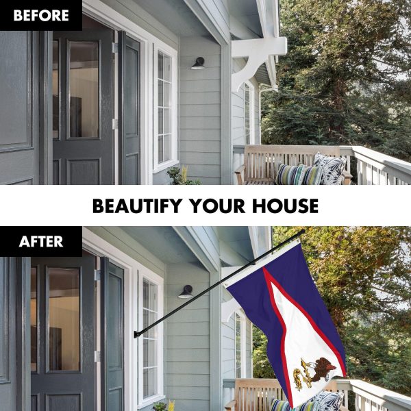 G128 Combo Pack: 6 Ft Tangle Free Spinning Flagpole (Black) & American Samoa Flag 3x5 Ft Printed 150D Polyester, Brass Grommets (Flag Included) Aluminum Flag Pole - Image 3