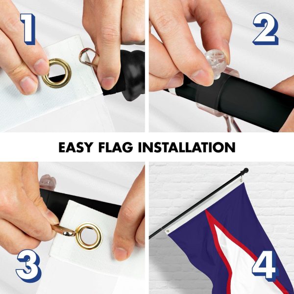 G128 Combo Pack: 6 Ft Tangle Free Spinning Flagpole (Black) & American Samoa Flag 3x5 Ft Printed 150D Polyester, Brass Grommets (Flag Included) Aluminum Flag Pole - Image 7