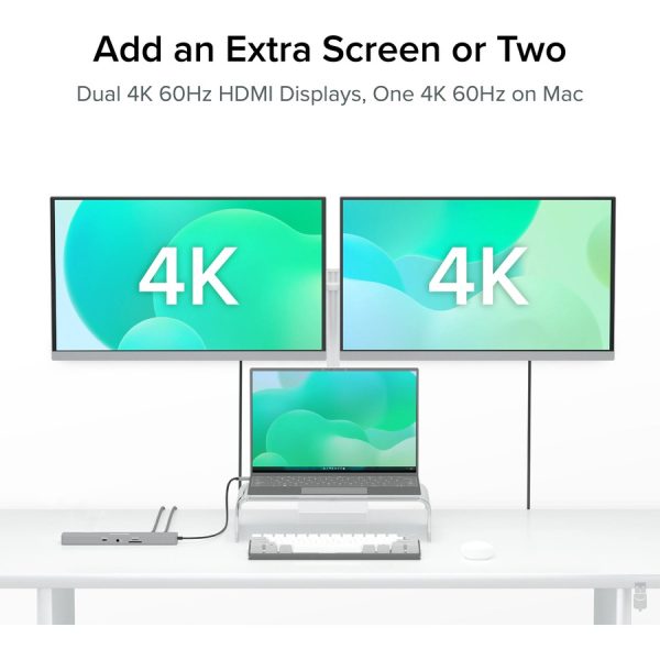 Plugable 11-in-1 USB-C Hub 100W USB-C Pass-through, Laptop Docking Station Dual Monitor with 4K 60Hz HDMI - Image 3