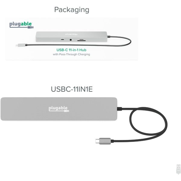 Plugable 11-in-1 USB-C Hub 100W USB-C Pass-through, Laptop Docking Station Dual Monitor with 4K 60Hz HDMI - Image 7