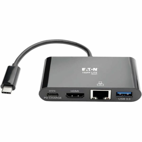Eaton Tripp Lite Series USB-C Multiport Adapter - 4K HDMI, USB 3.x (5Gbps) Hub Port, GbE, 60W PD Charging, HDCP, Black - Image 3