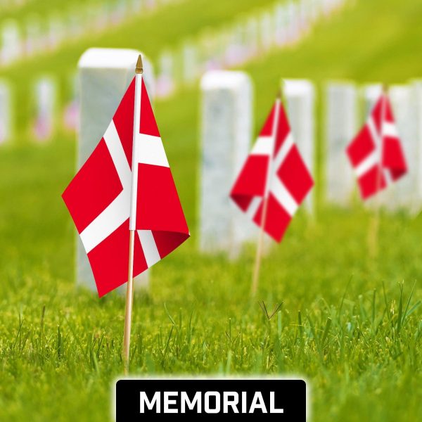 G128 30 Pack Handheld Denmark Danish Stick Flags | 12x18 In | Printed 150D Polyester, Country Flag, Solid Wooden Stick, Spear Gold Tip - Image 4