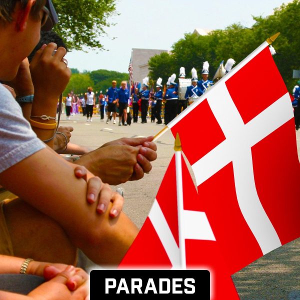 G128 30 Pack Handheld Denmark Danish Stick Flags | 12x18 In | Printed 150D Polyester, Country Flag, Solid Wooden Stick, Spear Gold Tip - Image 5