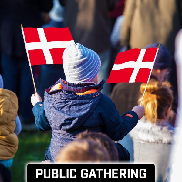 G128 30 Pack Handheld Denmark Danish Stick Flags | 12x18 In | Printed 150D Polyester, Country Flag, Solid Wooden Stick, Spear Gold Tip - Image 6