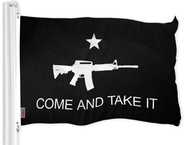 G128 Combo Pack: USA American Flag & Come and Take It Rifle Black Flag 3x5 FT Printed 150D Indoor/Outdoor, Vibrant Colors, Brass Grommets, Quality Polyester - Image 2
