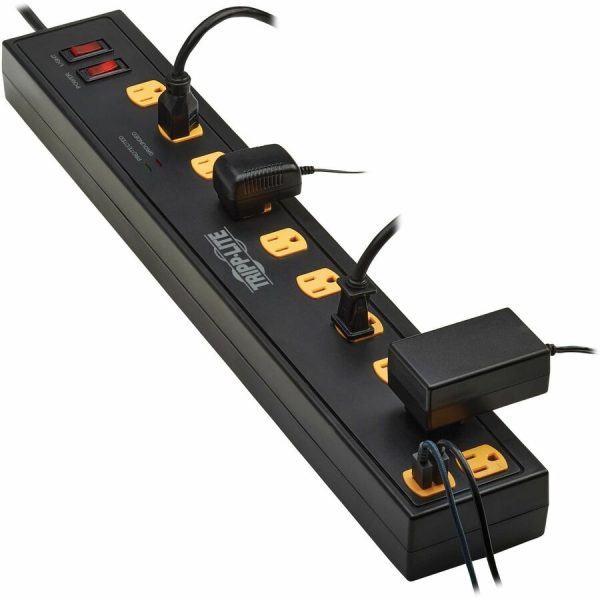 Eaton Tripp Lite Series Protect It! 10-Outlet Surge Protector with Swivel Light Bars - 5-15R Outlets, 2 USB Ports, 10 ft. (3 m) Cord, 4500 Joules, Black - Image 3