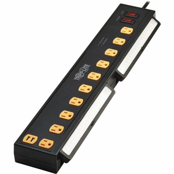 Eaton Tripp Lite Series Protect It! 10-Outlet Surge Protector with Swivel Light Bars - 5-15R Outlets, 2 USB Ports, 10 ft. (3 m) Cord, 4500 Joules, Black - Image 6