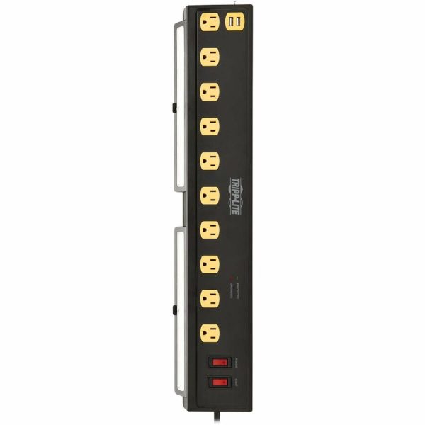 Eaton Tripp Lite Series Protect It! 10-Outlet Surge Protector with Swivel Light Bars - 5-15R Outlets, 2 USB Ports, 10 ft. (3 m) Cord, 4500 Joules, Black - Image 8
