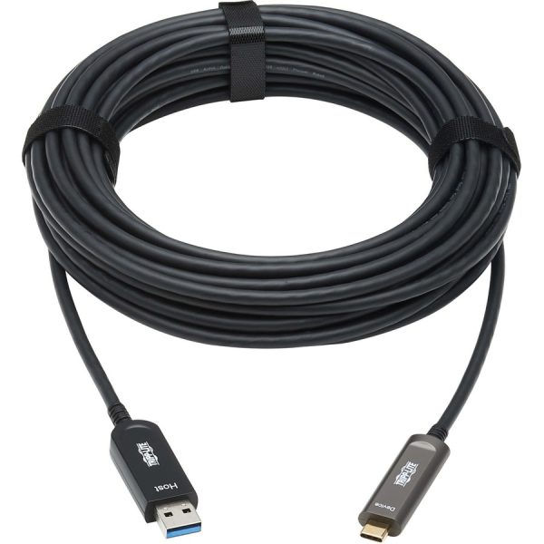 Eaton Tripp Lite Series USB-A to USB-C AOC Cable (M/M) - USB 3.2 Gen 2 (10Gbps) Plenum-Rated Fiber Active Optical - Data Only, Backward Compatible, Black, 15 m (49 ft.)