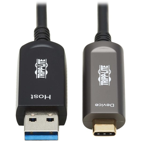 Eaton Tripp Lite Series USB-A to USB-C AOC Cable (M/M) - USB 3.2 Gen 2 (10Gbps) Plenum-Rated Fiber Active Optical - Data Only, Backward Compatible, Black, 15 m (49 ft.) - Image 2
