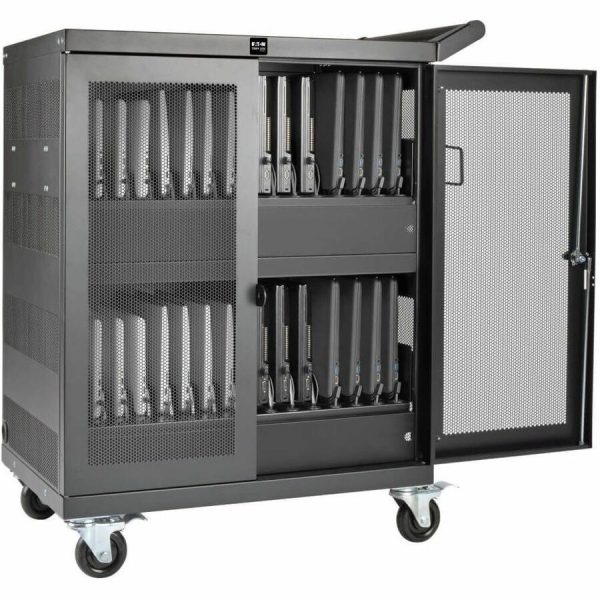 Eaton Tripp Lite Series Multi-Device Charging Cart, 32 AC Outlets, Chromebooks and Laptops, Wall-Mount Option, Black - Image 3