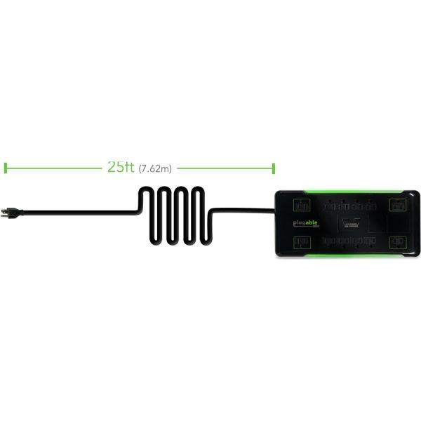 Plugable Surge Protector Power Strip with USB and 12 AC Outlets - Image 4