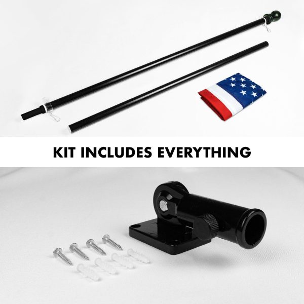 G128 - 5 Feet Tangle Free Spinning Flagpole (Black) American Flag Pole Sleeve Embroidered 2x3 ft American Flag Pole Sleeve (Flag Included) Aluminum Flag Pole - Image 2