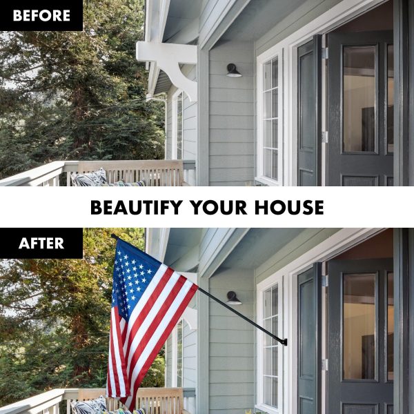 G128 - 5 Feet Tangle Free Spinning Flagpole (Black) American Flag Pole Sleeve Embroidered 2x3 ft American Flag Pole Sleeve (Flag Included) Aluminum Flag Pole - Image 3