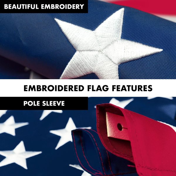 G128 - 5 Feet Tangle Free Spinning Flagpole (Black) American Flag Pole Sleeve Embroidered 2x3 ft American Flag Pole Sleeve (Flag Included) Aluminum Flag Pole - Image 4