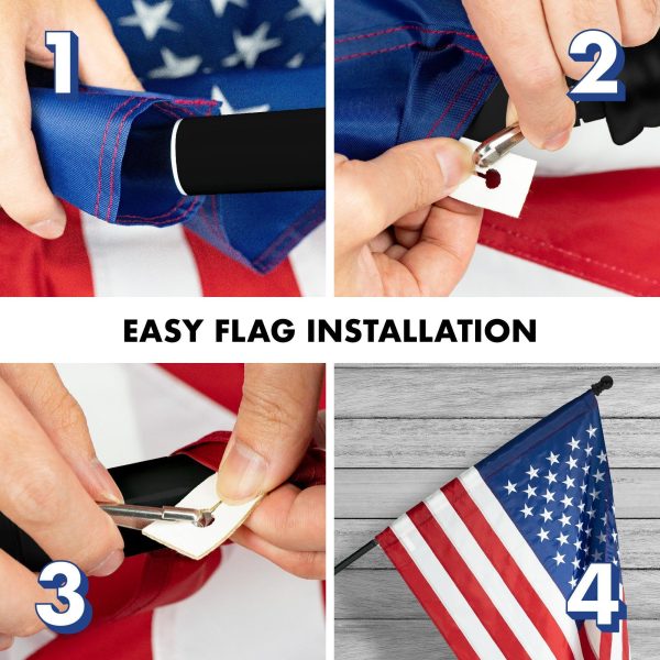 G128 - 5 Feet Tangle Free Spinning Flagpole (Black) American Flag Pole Sleeve Embroidered 2x3 ft American Flag Pole Sleeve (Flag Included) Aluminum Flag Pole - Image 7