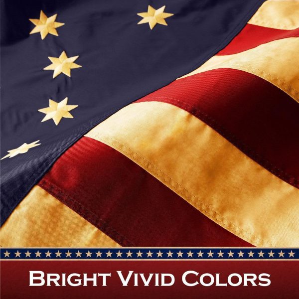 G128 10 Pack: Bennington 76 Tea-Stained Flag | 2x3 Ft | ToughWeave Pro Series Pole Sleeve Embroidered 420D Polyester | Historical Flag, Embroidered Design, High Quality, NO Flagpole Included - Image 4