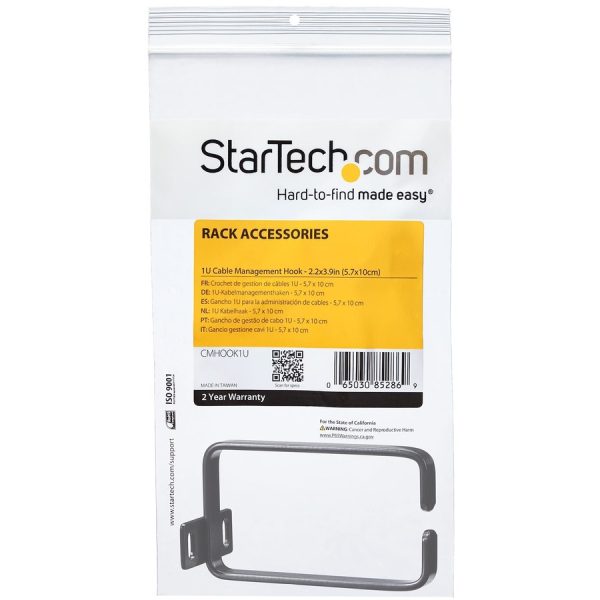 StarTech.com 1U Vertical Server Rack Cable Management D-Ring Hook - 2.2x3.9in (5.7x10cm) - Image 5