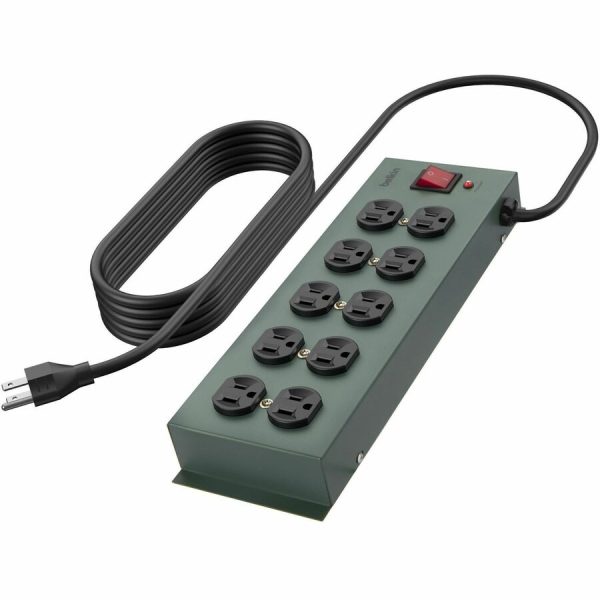 Belkin 10-Outlet Metal Surge Protector - 15ft Cord - Straight Plug - 885J - On-Off Switch - Green (5-pack) - Image 3
