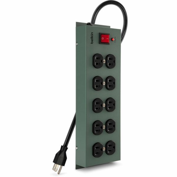 Belkin 10-Outlet Metal Surge Protector - 15ft Cord - Straight Plug - 885J - On-Off Switch - Green (5-pack) - Image 4