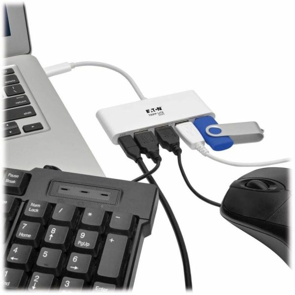 Eaton Tripp Lite Series 4-Port USB-C Hub, USB 3.x (5Gbps), 4x USB-A Ports, 60W PD Charging, White - Image 2