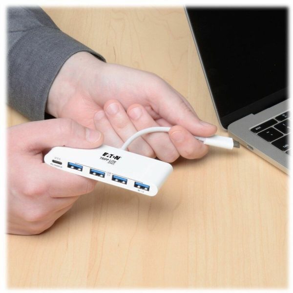 Eaton Tripp Lite Series 4-Port USB-C Hub, USB 3.x (5Gbps), 4x USB-A Ports, 60W PD Charging, White - Image 4