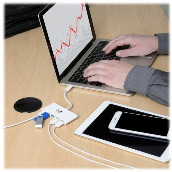 Eaton Tripp Lite Series 4-Port USB-C Hub, USB 3.x (5Gbps), 4x USB-A Ports, 60W PD Charging, White - Image 5