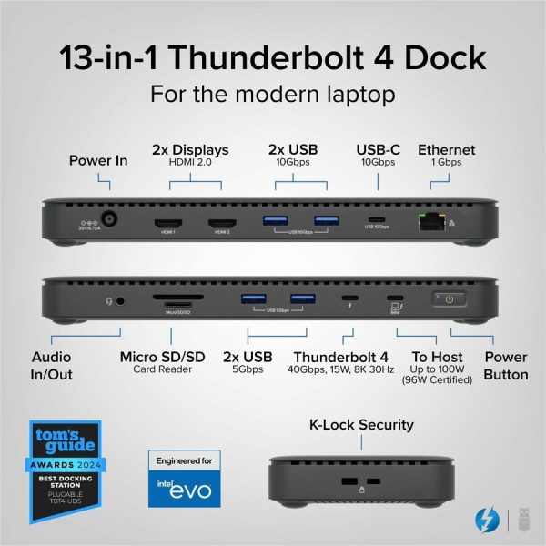 Plugable Thunderbolt 4 Dock with 100W Charging, Thunderbolt Certified - Image 2