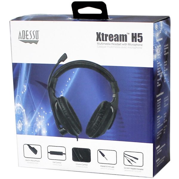 Adesso Xtream H5 - 3.5mm Stereo Headset with Microphone - Noise Cancelling - Wired- Lightweight - Image 9
