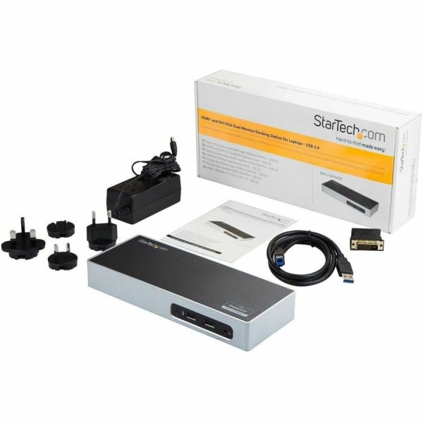 StarTech.com USB 3.0 Docking Station - Dual Monitor Laptop Dock with HDMI & DVI/VGA - 6x USB Type-A Hub, GbE - Universal Windows & Mac - Image 5