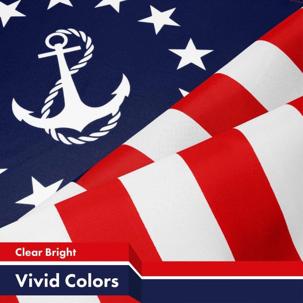 G128 3 Pack: American USA Yacht Ensign Flag | 3x5 Ft | LiteWeave Pro Series Printed 150D Poly | Nautical Flag, Indoor/Outdoor, Vibrant Colors, Brass Grommets, Thicker and More Durable Than 100D 75D - Image 3