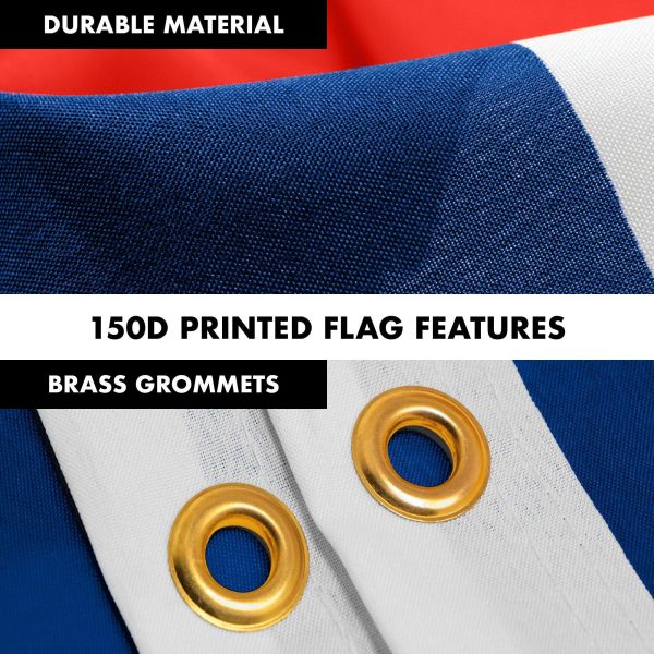 G128 Combo Pack: 6 Feet Tangle Free Spinning Flagpole (White) Cuba Cuban Flag 3x5 ft Printed 150D Brass Grommets (Flag Included) Aluminum Flag Pole - Image 4