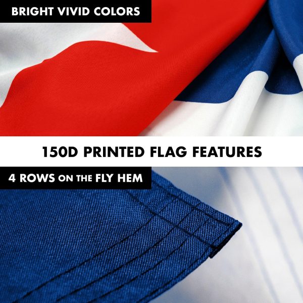 G128 Combo Pack: 6 Feet Tangle Free Spinning Flagpole (White) Cuba Cuban Flag 3x5 ft Printed 150D Brass Grommets (Flag Included) Aluminum Flag Pole - Image 5