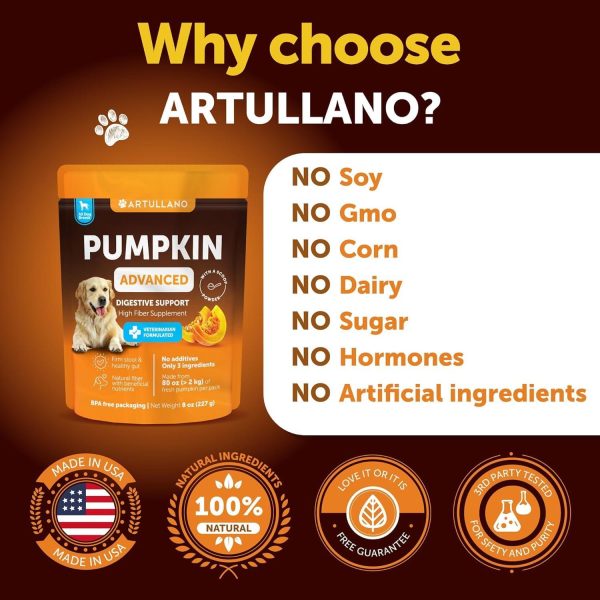 Pumpkin Powder for Dogs Digestive Support   8 OZ   Fiber Supplement for Constipation   for Gut Balance Healthy Skin Digestion Anal Glands Firm Stool Poop Anti Diarrhea Gas Relief   Made in USA - Image 6