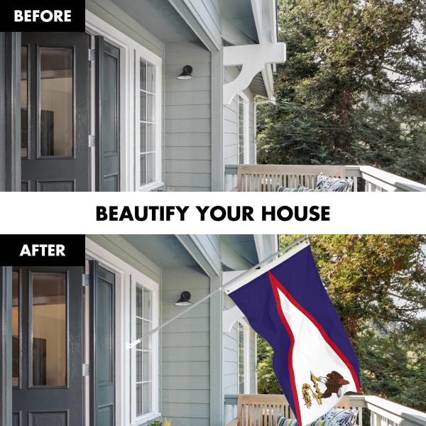 G128 Combo Pack: 6 Ft Tangle Free Spinning Flagpole (Silver) & American Samoa Flag 3x5 Ft Printed 150D Polyester, Brass Grommets (Flag Included) Aluminum Flag Pole - Image 3