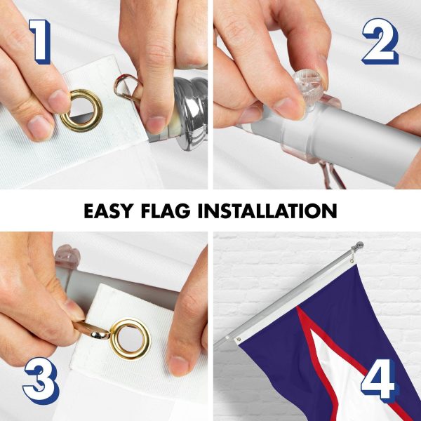 G128 Combo Pack: 6 Ft Tangle Free Spinning Flagpole (Silver) & American Samoa Flag 3x5 Ft Printed 150D Polyester, Brass Grommets (Flag Included) Aluminum Flag Pole - Image 7
