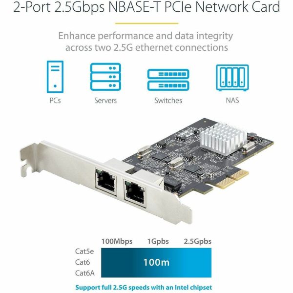 StarTech.com 2-Port 2.5G NBASE-T PCIe Network Card, Computer Network Card Interface, Intel® I225-V, Dual-Port Ethernet, Multi-Gigabit NIC - Image 2