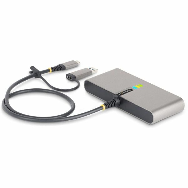 StarTech.com 2-Port USB-C Hub with Gb Ethernet and RS232 FTDI Serial, Attached USB-C to USB-A Dongle, 100W PD Pass-Through, 2x USB-A 5Gbps - Image 2