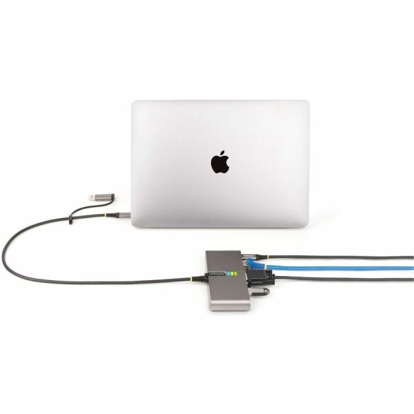 StarTech.com 2-Port USB-C Hub with Gb Ethernet and RS232 FTDI Serial, Attached USB-C to USB-A Dongle, 100W PD Pass-Through, 2x USB-A 5Gbps - Image 7