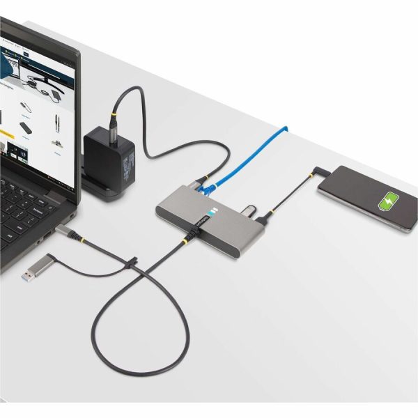StarTech.com 2-Port USB-C Hub with Gb Ethernet and RS232 FTDI Serial, Attached USB-C to USB-A Dongle, 100W PD Pass-Through, 2x USB-A 5Gbps - Image 8