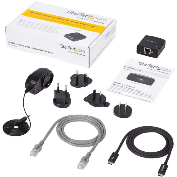 StarTech.com 10/100Mbps Ethernet to USB 2.0 Network LPR Print Server - USB Print Server with 10Base-T/100Base-TX Auto-sensing - Image 6