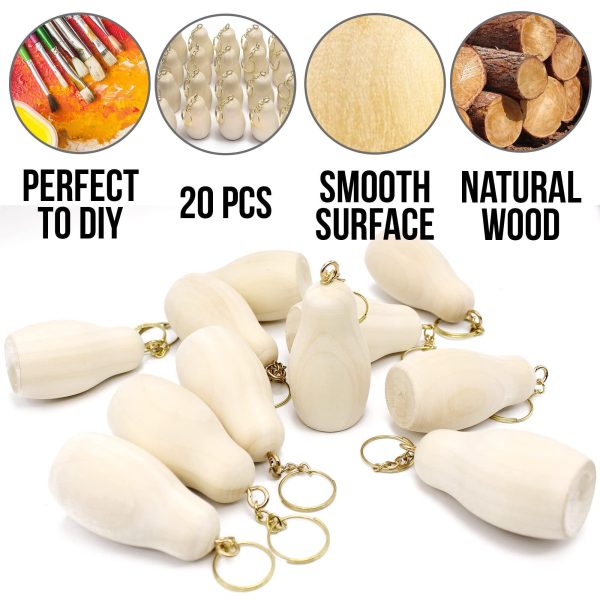 Blank Russian Nesting Doll Keychain 20 pcs   Russian Nesting Dolls to Paint   Paint Your Own Matryoshka Key Chain   DIY Key Ring Blank Doll for Craft - Image 3