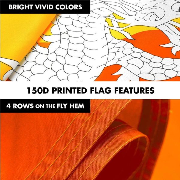 G128 Combo Pack: 6 Ft Tangle Free Spinning Flagpole (White) & Bhutan Flag 3x5 Ft Printed 150D Polyester, Brass Grommets (Flag Included) Aluminum Flag Pole - Image 5