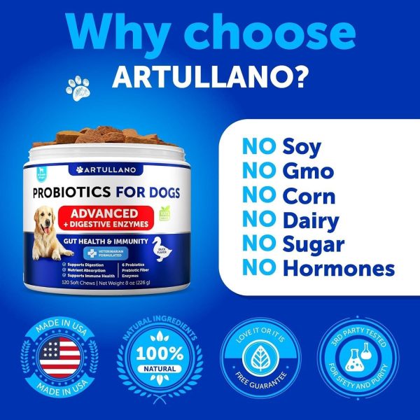 Probiotics for Dogs   Support Gut Health Itchy Skin Allergies Immunity Yeast Balance   Dog Probiotics and Digestive Enzymes with Prebiotics   Reduce Diarrhea Gas   120 Probiotic Chews for Dogs - Image 5